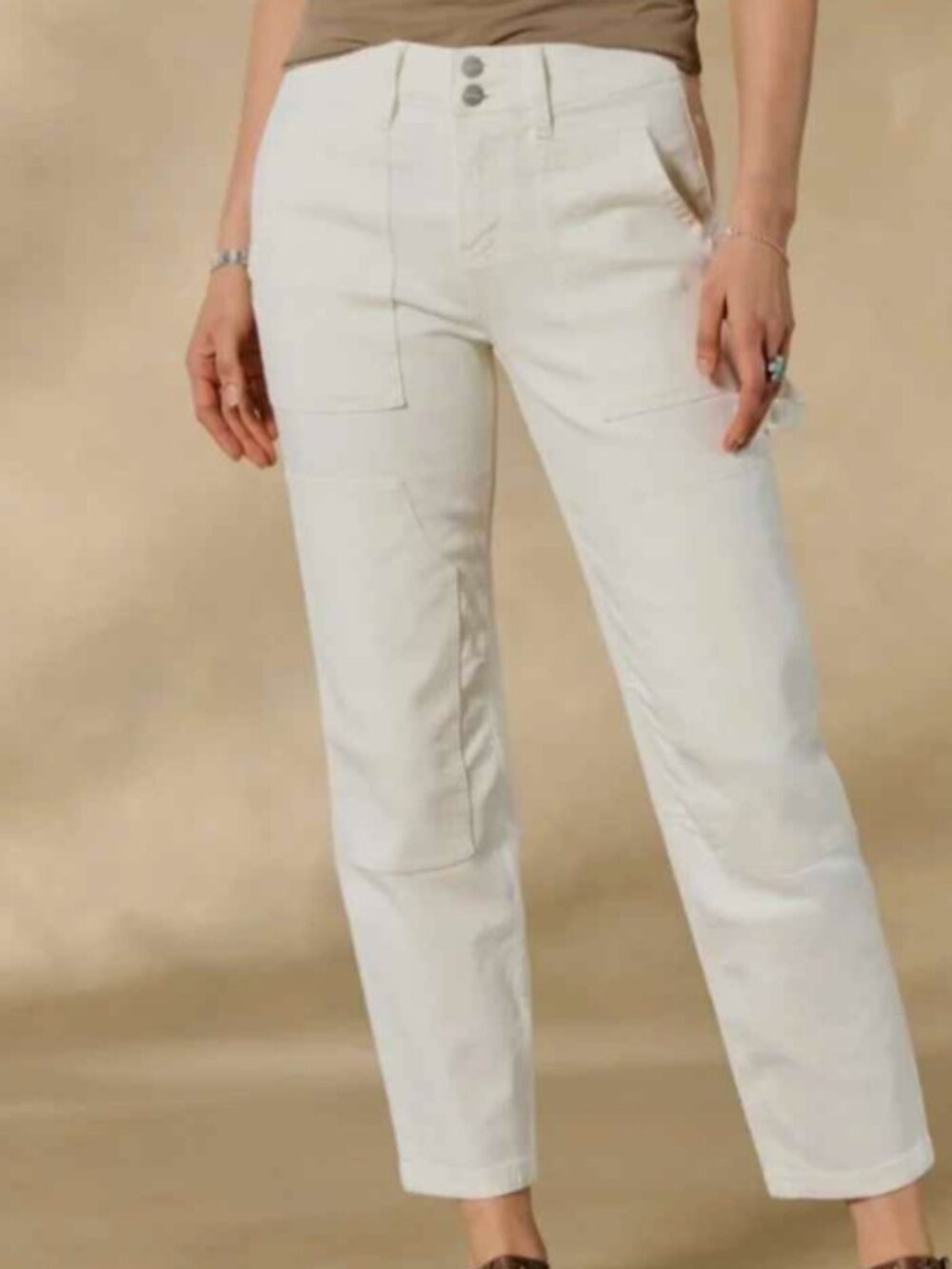 Driftwood White Cargo Jeans Size 29 Cropped Utility Pants EUC Read